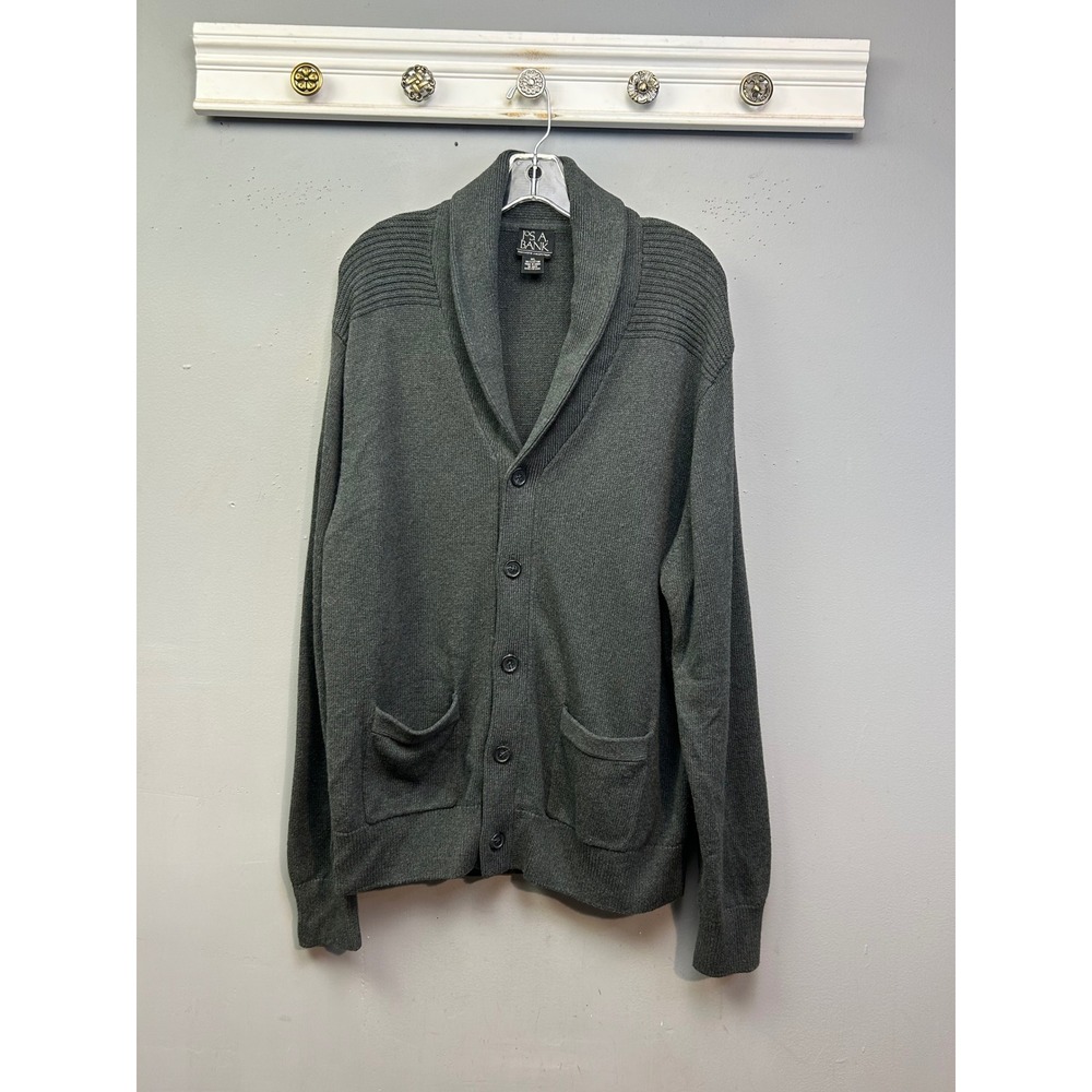 Jos. A. Bank Cardigan Mens XL Gray Executive Collection Shawl Collar Cotton